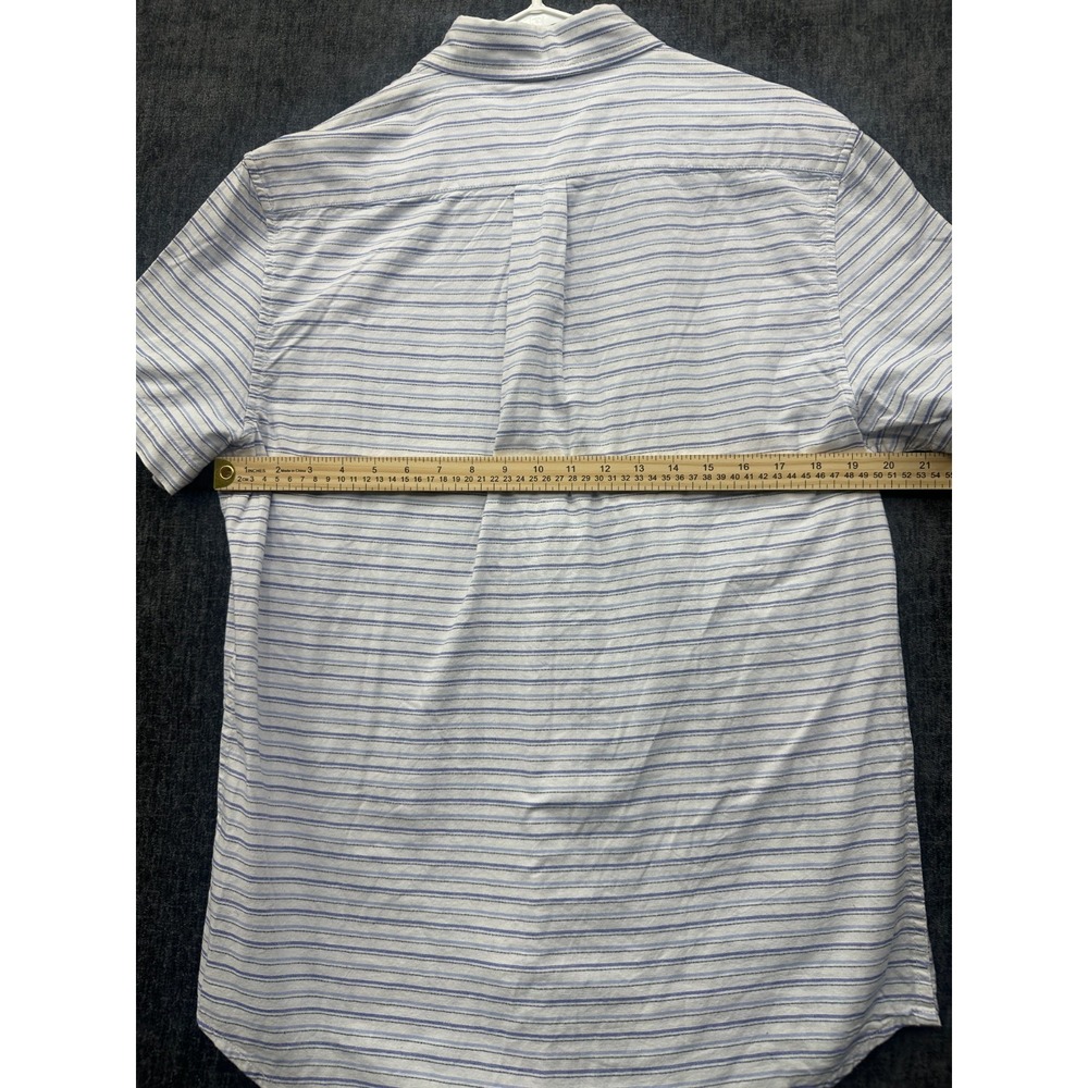 U.S. Polo Assn. Shirt Men Medium White Blue Striped Cotton Pony Logo Button Down - Picture 10 of 10